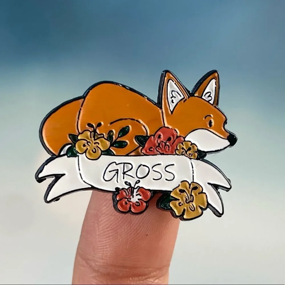 Fox Gross Enamel Pin/ Brooch Lapel